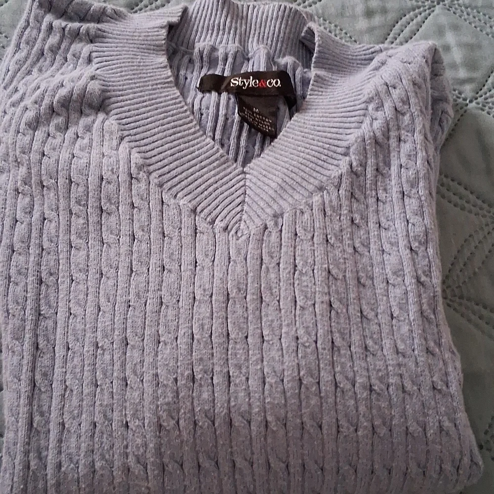 Style & Co. Women's Pink and Blue Sweater. - Picture 3 of 4